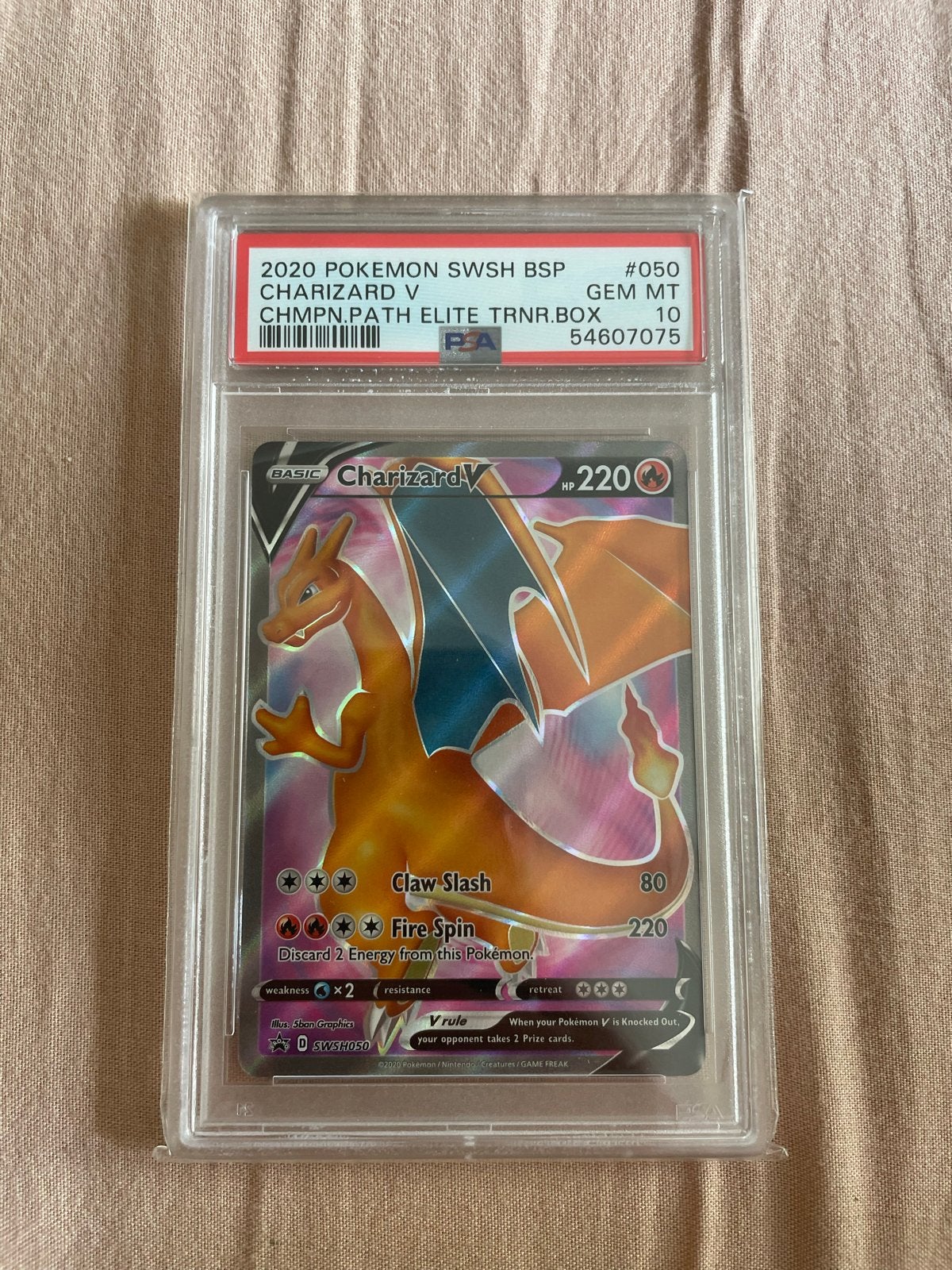 Charizard V SWSH050 PSA 10 Gem Mint - Pokémon Kaart, Ophalen of Verzenden, Nieuw, Losse kaart