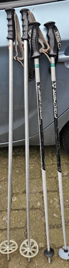 Skischoenen en stokken, Ophalen, Gebruikt, 160 tot 180 cm, Schoenen