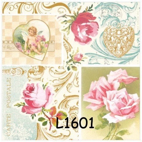 Servetten decoupage/bullet journal - rozen vintage L1601, Verzenden, Nieuw