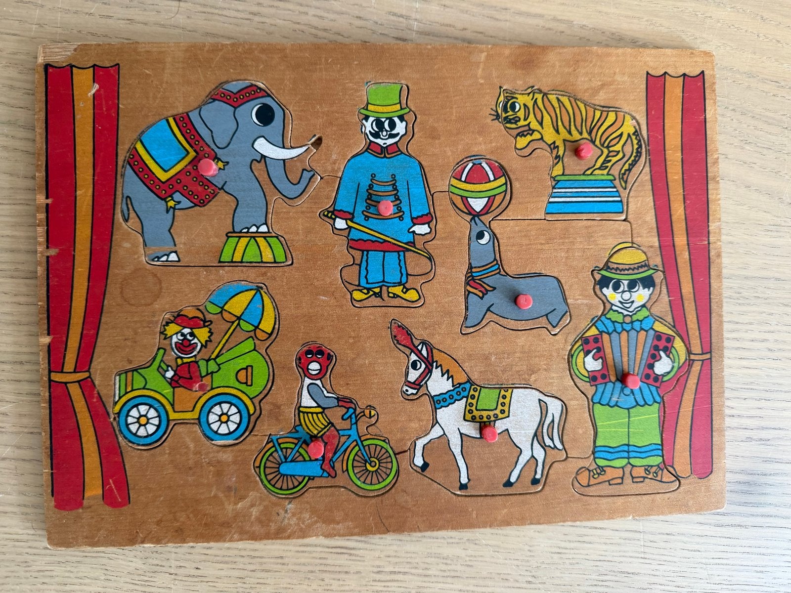 Houten inlegpuzzels voor kinderen - Boerderij, Circus, Polit, Ophalen, 2 tot 4 jaar, Gebruikt, Van hout