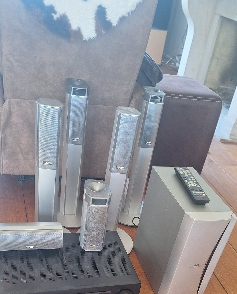 6 stuks JVC speakers + subwoofer., Audio, Tv en Foto, Ophalen, Gebruikt, JVC, Speakerset