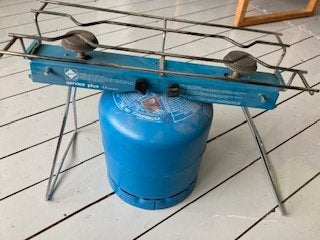 Camping gaz 2 pits opklapbaar gasstel, Ophalen, Gebruikt