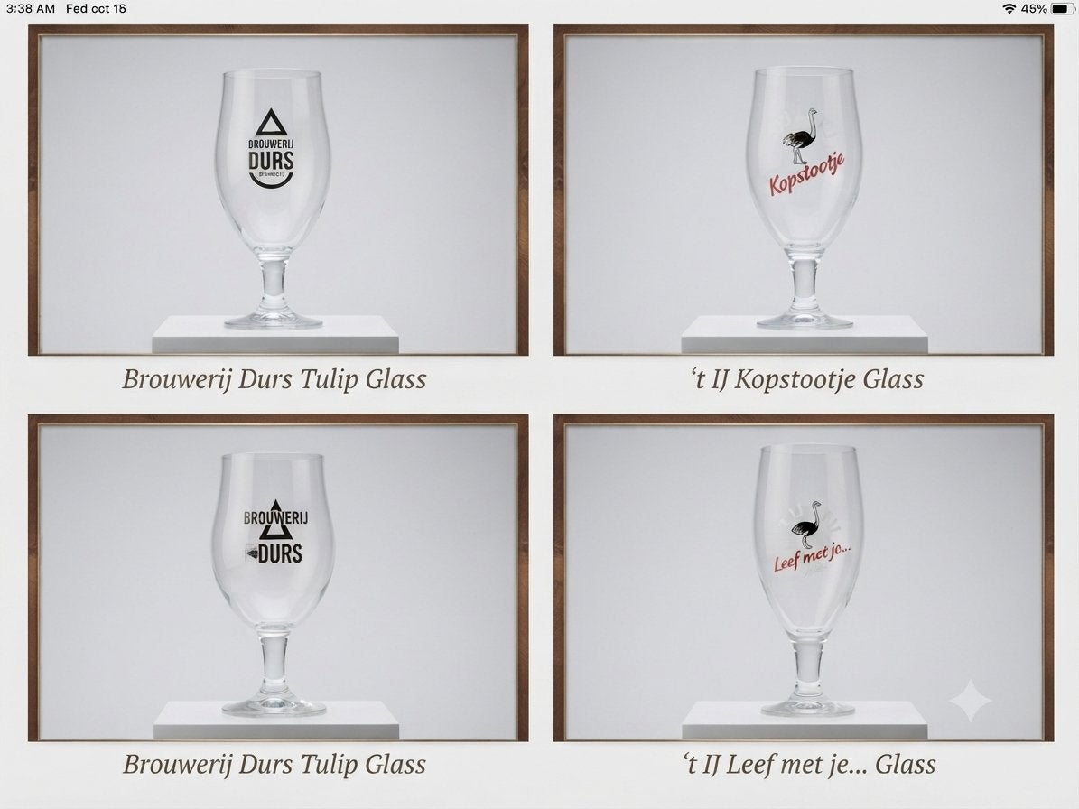 Diverse Bierglazen: Brouwerij Durs, 't IJ, Warsteiner, Verzamelen, Glas en Borrelglaasjes, Ophalen, Zo goed als nieuw, Bierglas