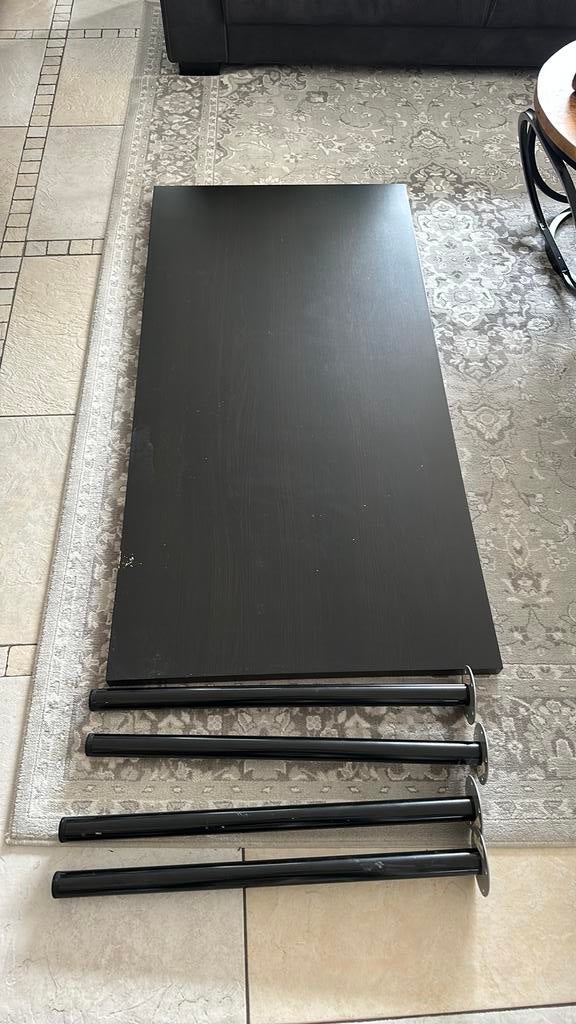 Bureau met poten zwartbruin 75x150, Ophalen, Zo goed als nieuw