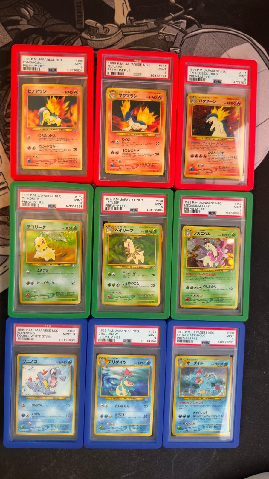 Neo Genesis Premium File PSA 9 - 1999, Hobby en Vrije tijd, Verzamelkaartspellen | Pokémon, Ophalen of Verzenden, Zo goed als nieuw