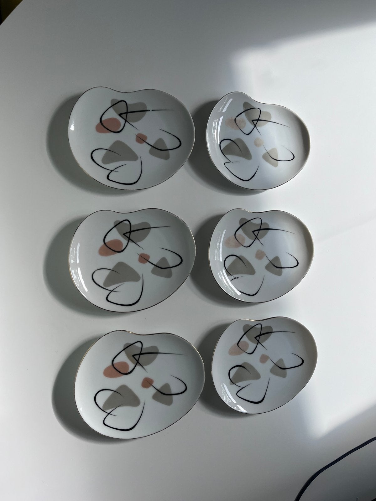 Set van 6 vintage Jyoto China schaaltjes, abstract design, Ophalen of Verzenden