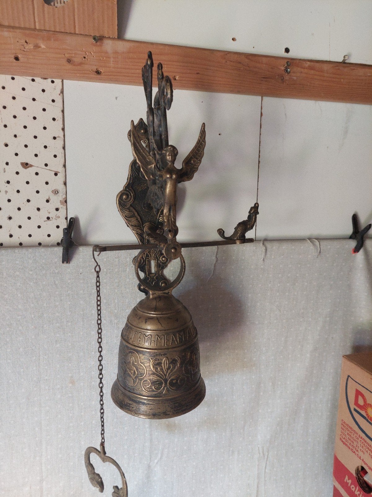 Antieke Koperen/Bronzen Bel met Engelen en Decoraties, Antiek en Kunst, Antiek | Koper en Brons, Ophalen of Verzenden, Koper