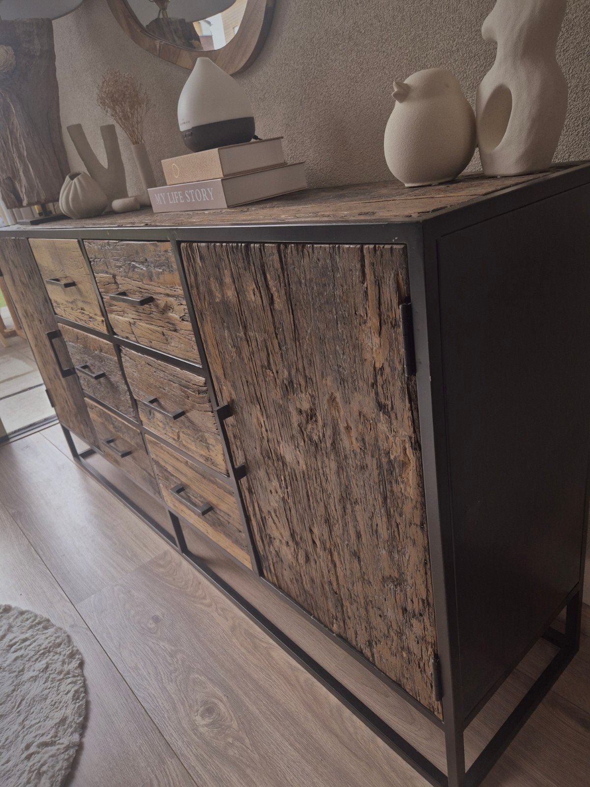 Dressoir Rough 180cm - Stoer robuust hardhout, Ophalen, Met deur(en), 150 tot 200 cm, 25 tot 50 cm