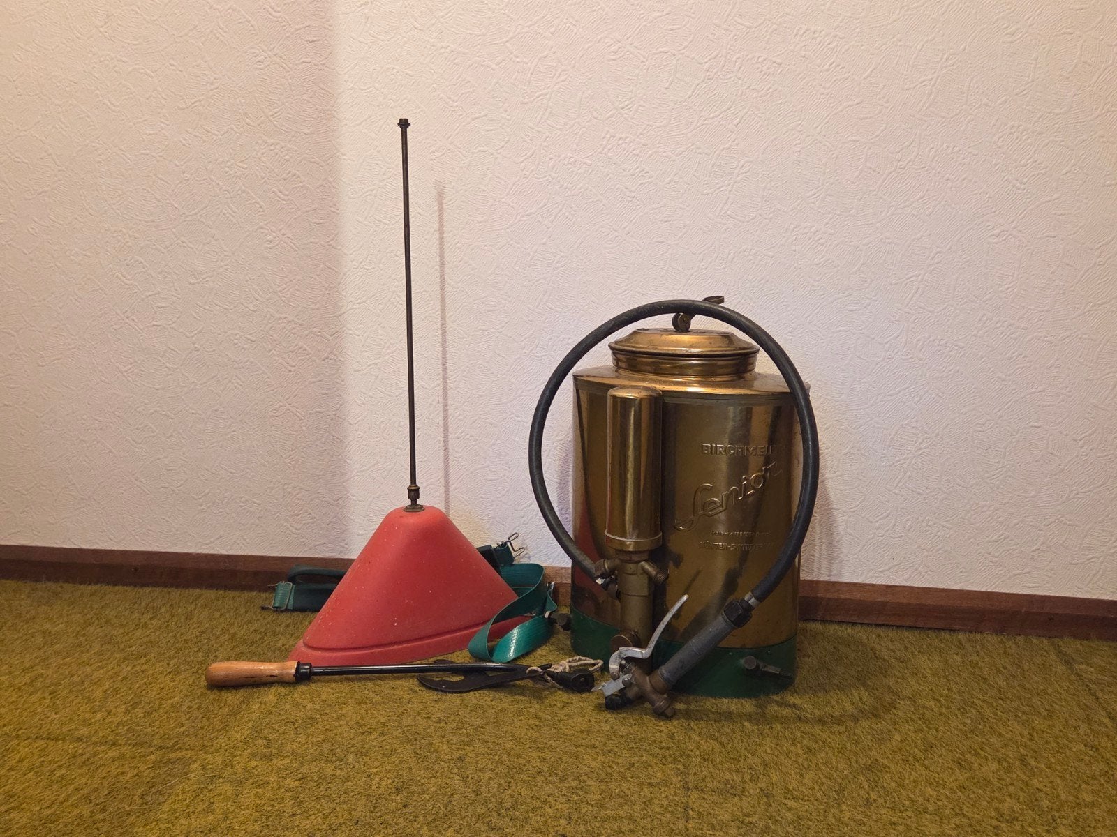 Koperen (gif)spuit, antiek, Ophalen, Gebruikt