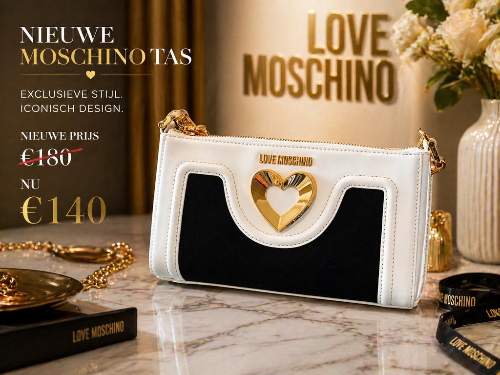 Nieuwe Moschino Tas - Exclusieve Stijl, Iconisch Design, Ophalen of Verzenden, Nieuw, Wit, Schoudertasje