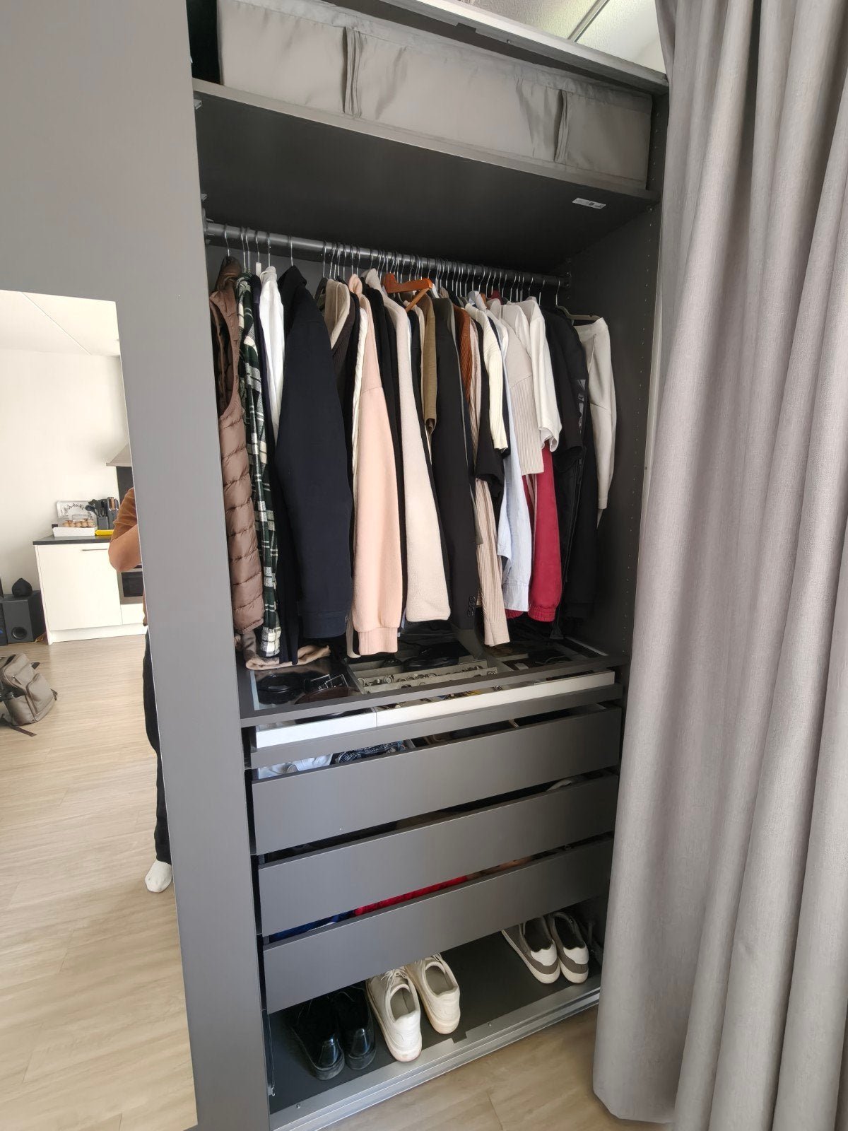 IKEA PAX kast 236x200cm met schuifdeuren - grijs, Ophalen, Gebruikt, 200 cm of meer, 200 cm of meer