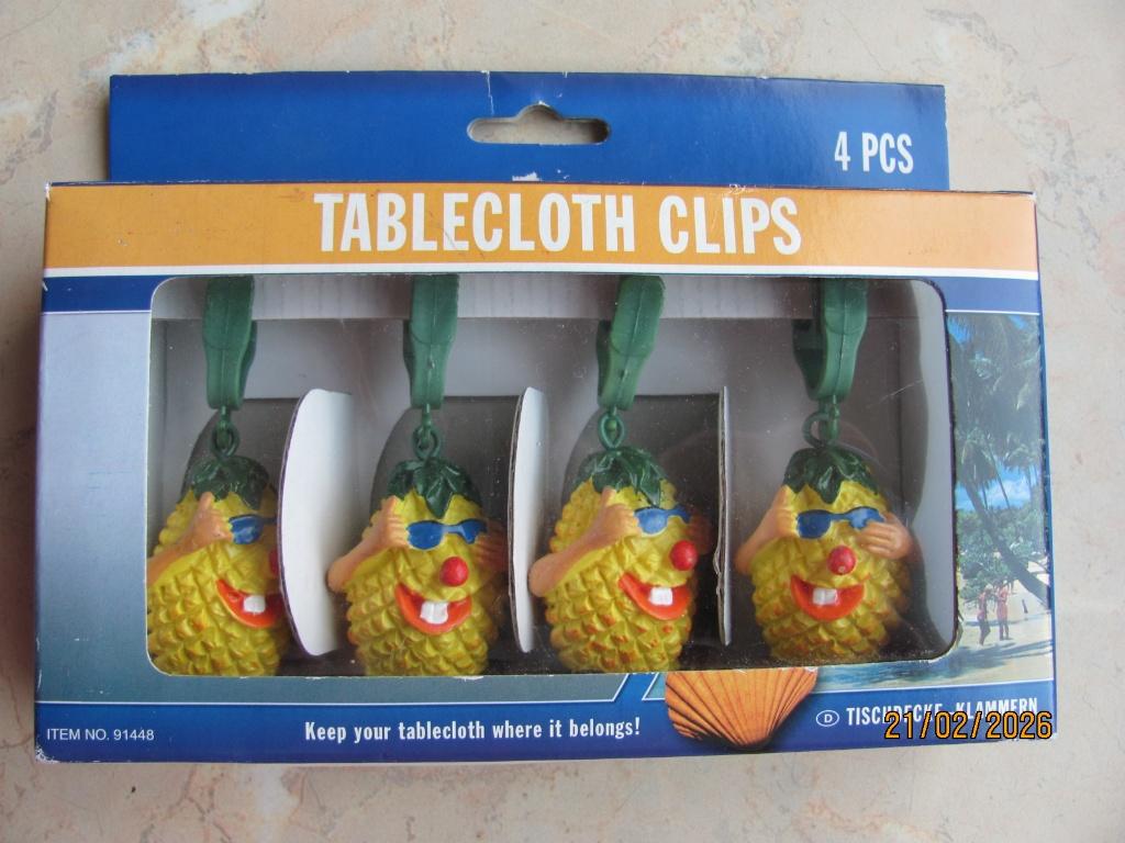 NIEUW set 4x ANANAS multicolour TAFELKLEEDKLEMMEN gewichtjes, Ophalen of Verzenden, Nieuw, Vierkant, Buiten