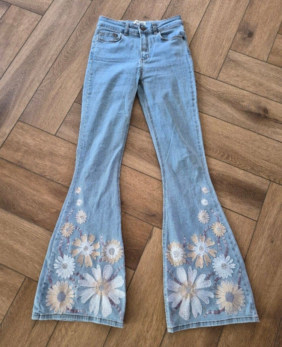 Super leuke flared broek van Fabienne Chapot, maat 26, Kleding | Dames, Blauw, Ophalen of Verzenden, Zo goed als nieuw, Fabienne Chapot