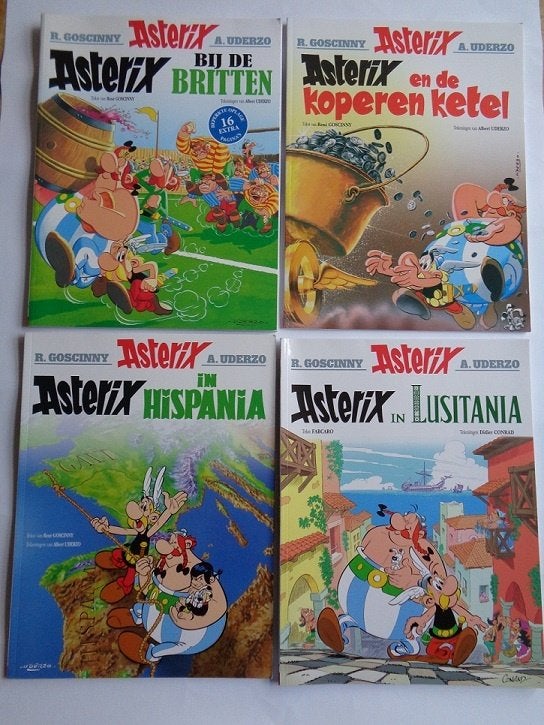 Asterix 4 Stripboeken (8, 13, 14 en 41) Asterix en Obelix., Meerdere stripboeken, Ophalen of Verzenden, Zo goed als nieuw, Goscinny & Uderzo