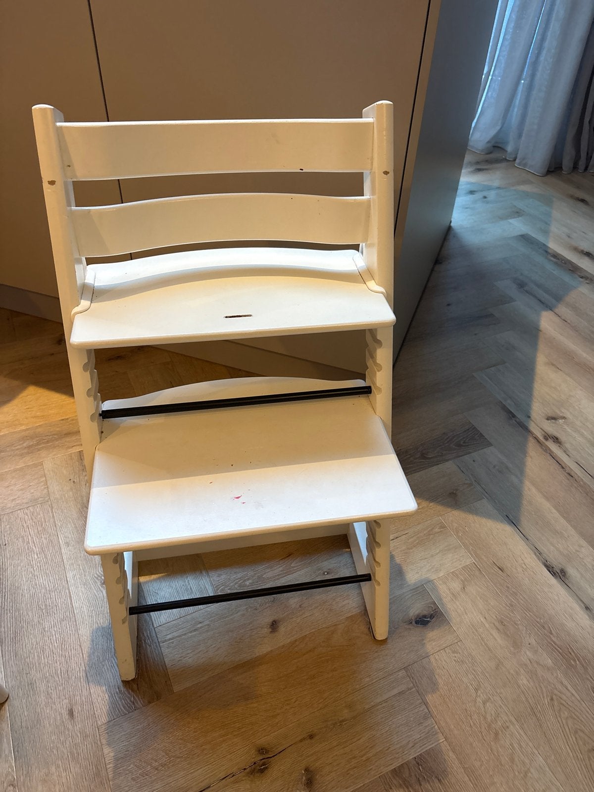 Witte Stokke Tripp Trapp meegroeistoel, Kinderen en Baby's, Kinderstoelen, Ophalen, Gebruikt, Meegroeistoel, Aanschuifbaar