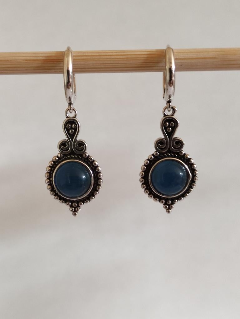 Oorbellen zilver 925 met blauwe Kyaniet nieuw., Hangers, Blauw, Nieuw, Ophalen of Verzenden
