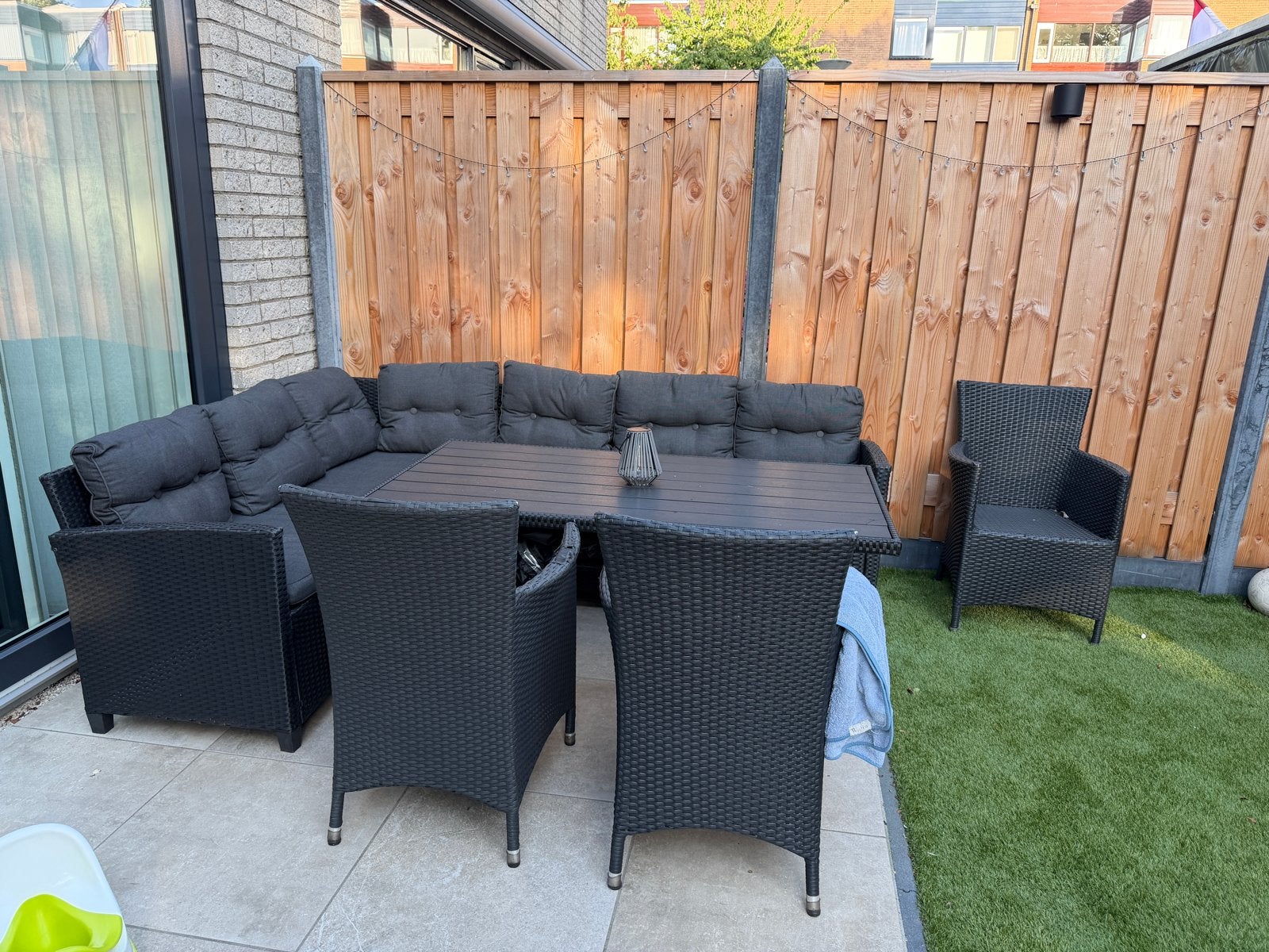 Jutlandia Wicker Loungeset met Eettafel en Stoelen, Gebruikt, 6 zitplaatsen, Ophalen of Verzenden, Loungeset