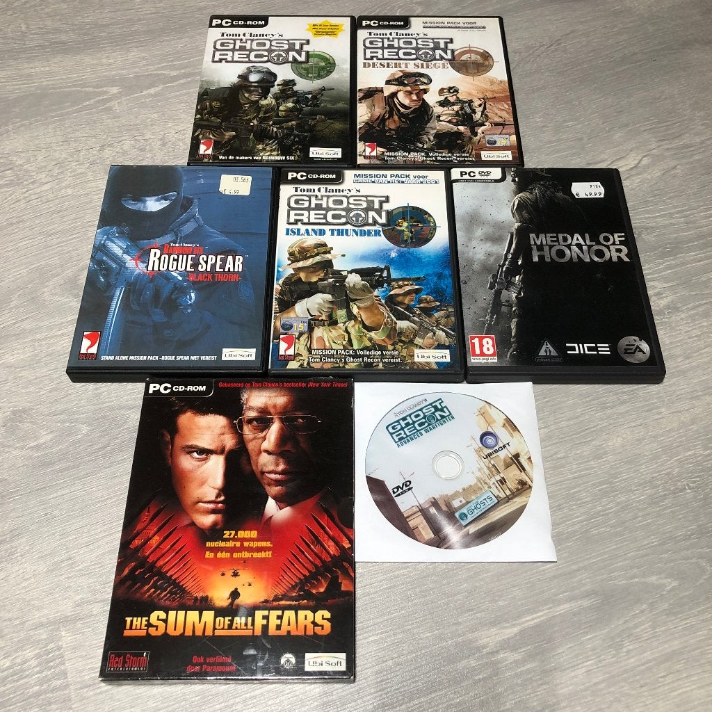 PC CD-ROM en DVD Games - Ghost Recon & MOH Spellen, Spelcomputers en Games, Games | Pc, Online, Gebruikt, Shooter, 1 speler