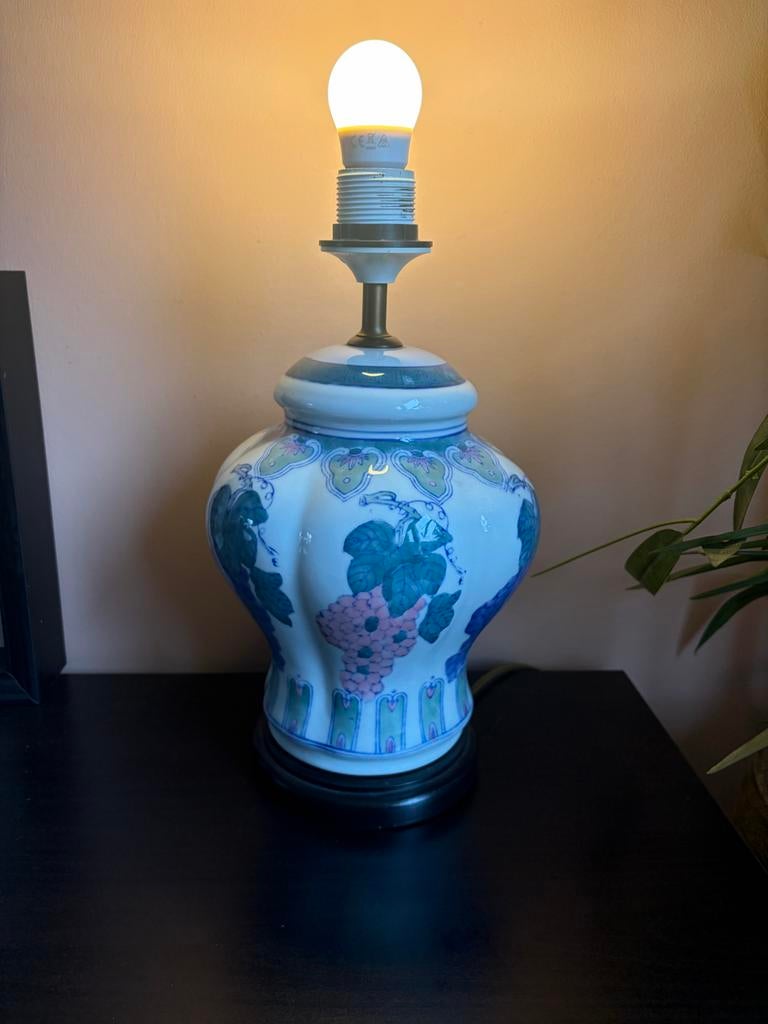 Vintage Chinese Porseleinen Lampenvoet - Druivenmotief, Ophalen of Verzenden