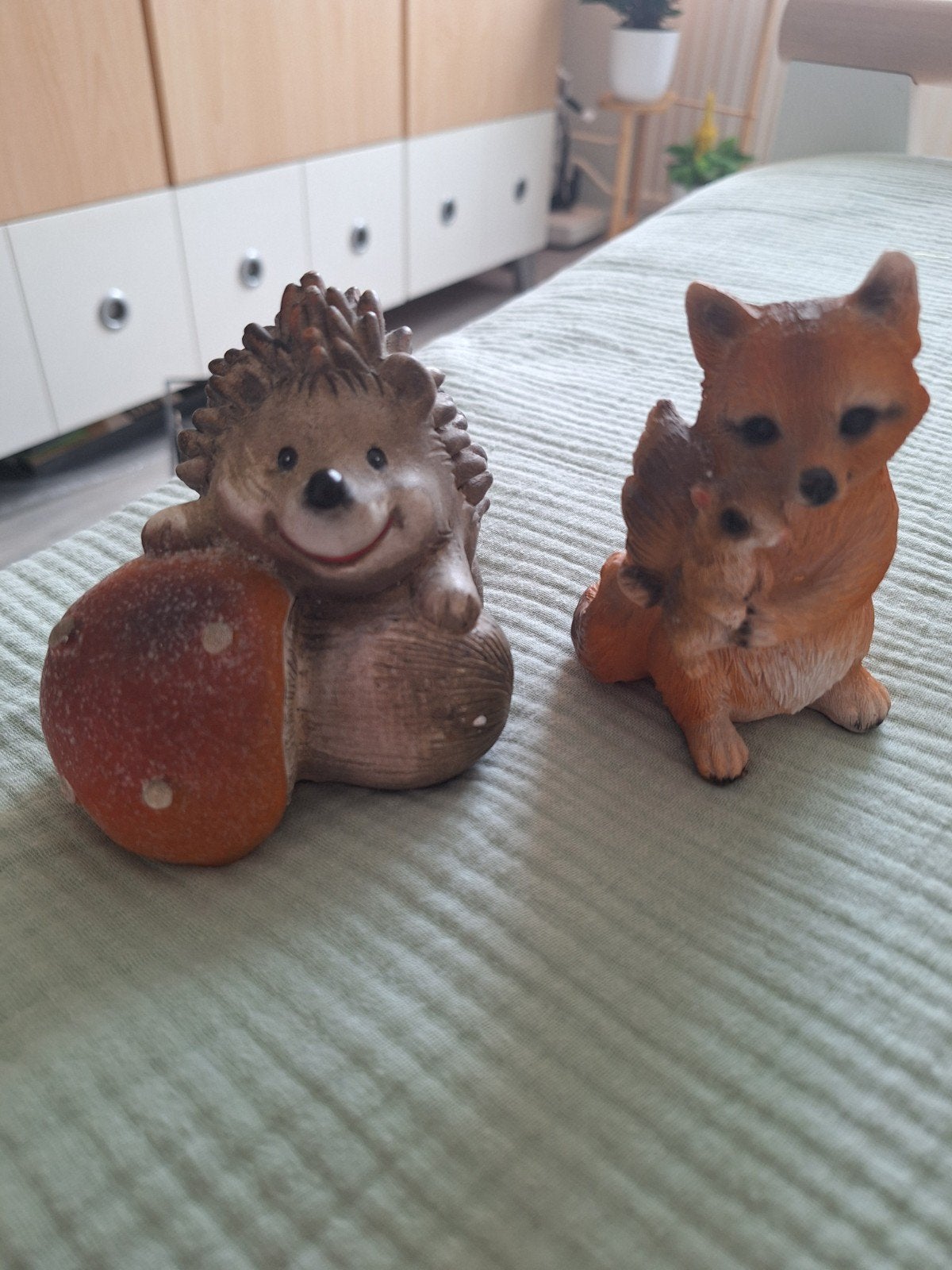 Egel en vos beeldjes - Leuke decoratie voor huis en tuin, Ophalen of Verzenden, Gebruikt, Dier
