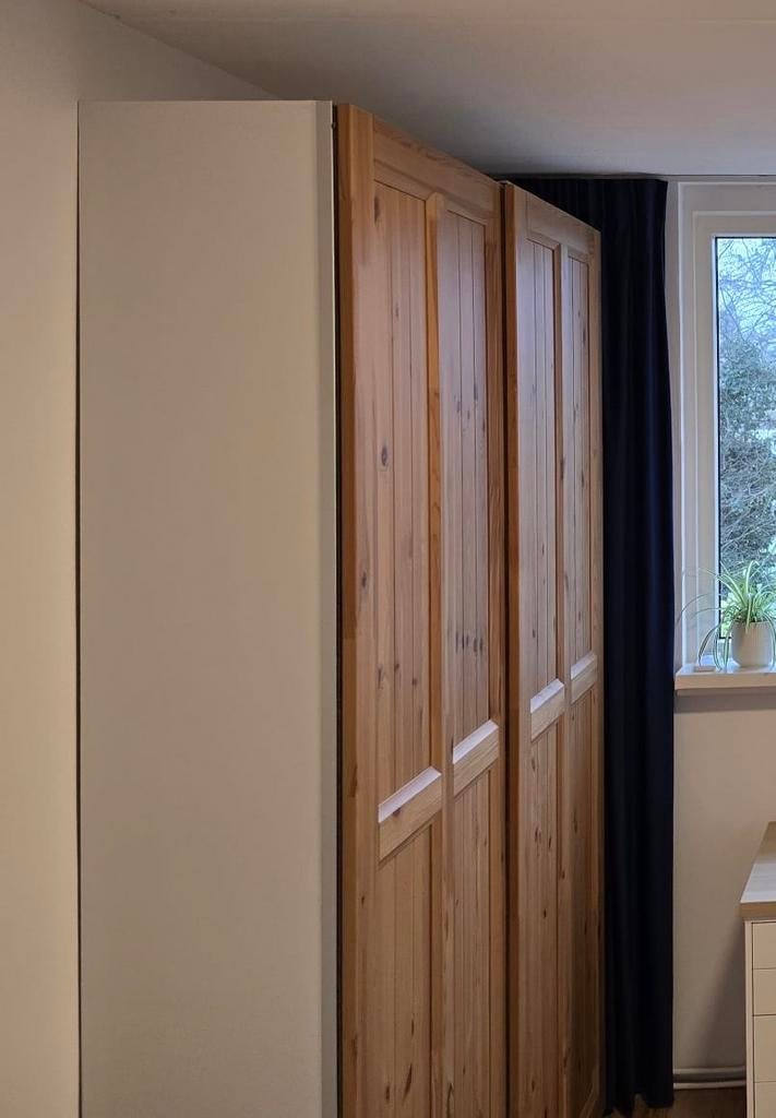 IKEA Pax kast met houten schuifdeuren (2x), Huis en Inrichting, Kasten | Kledingkasten, Ophalen, 200 cm of meer, 50 tot 100 cm