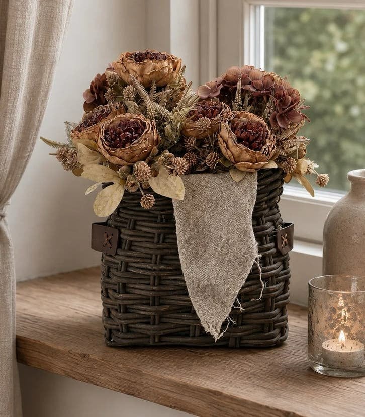 Zwarte rieten mand mey hengsels - 30 cm, Gevlochten, Mand, Nieuw, Ophalen of Verzenden