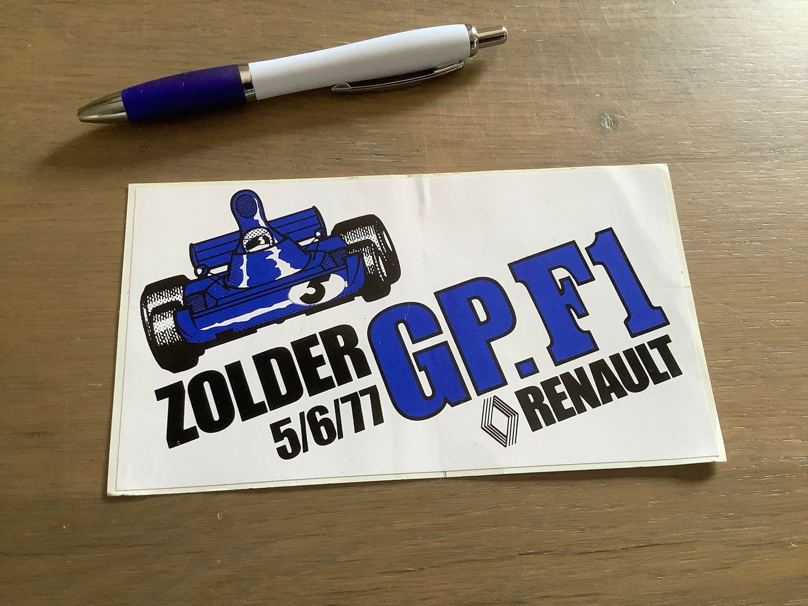 Vintage Zolder GP F1 Renault sticker 1977, Ophalen of Verzenden