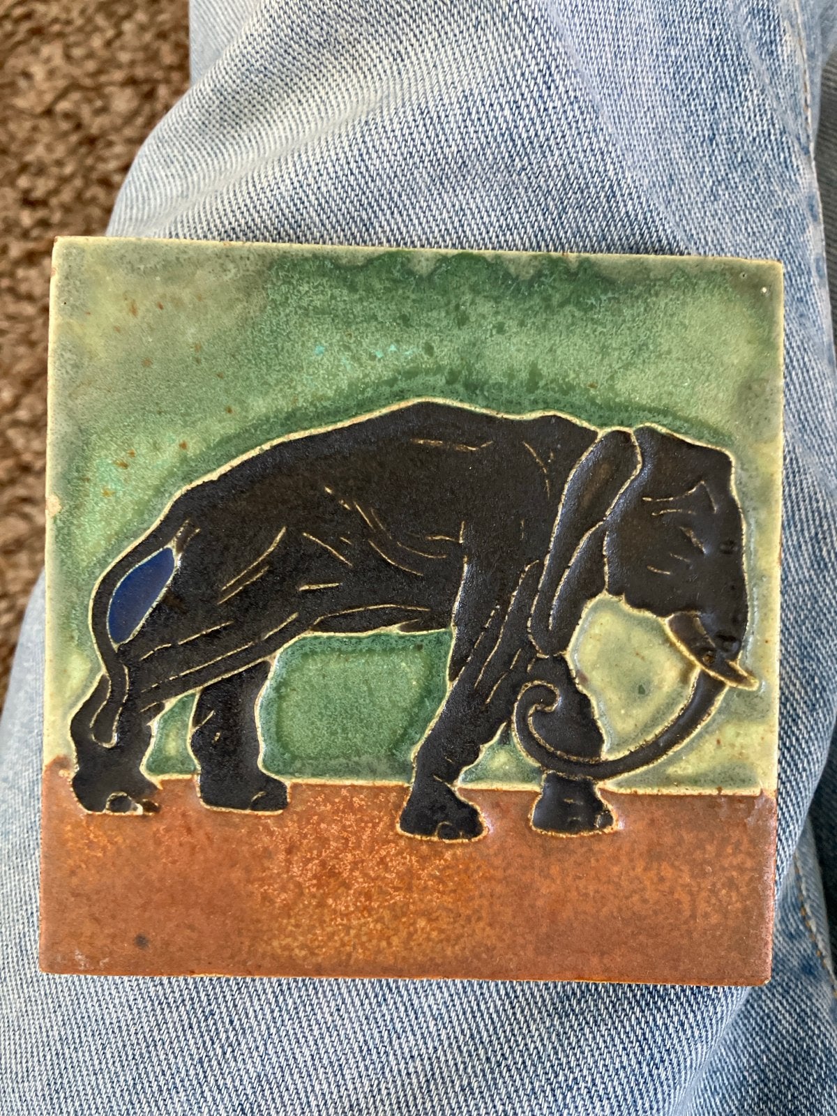 Porceleyne fles Delft cloisonne tegel afbeelding olifant, Ophalen of Verzenden