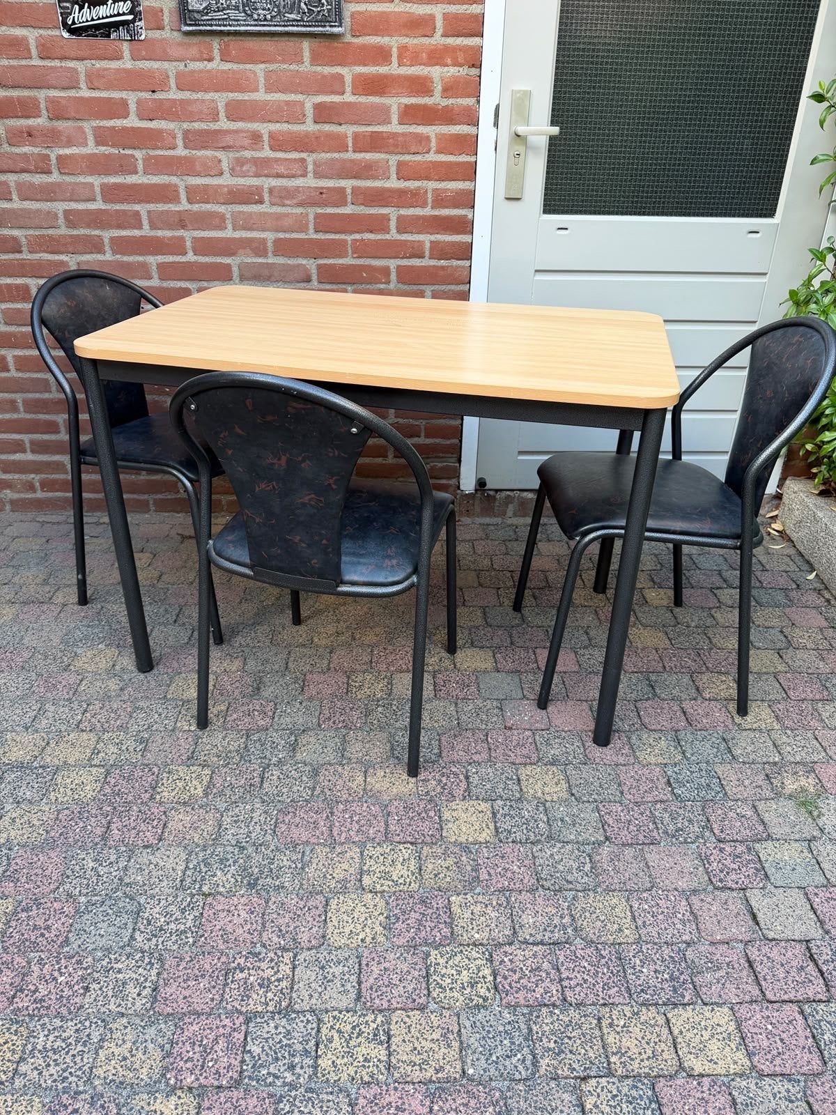 eettafel met 3 stoelen, Huis en Inrichting, Ophalen, Gebruikt, 100 tot 150 cm, 50 tot 100 cm