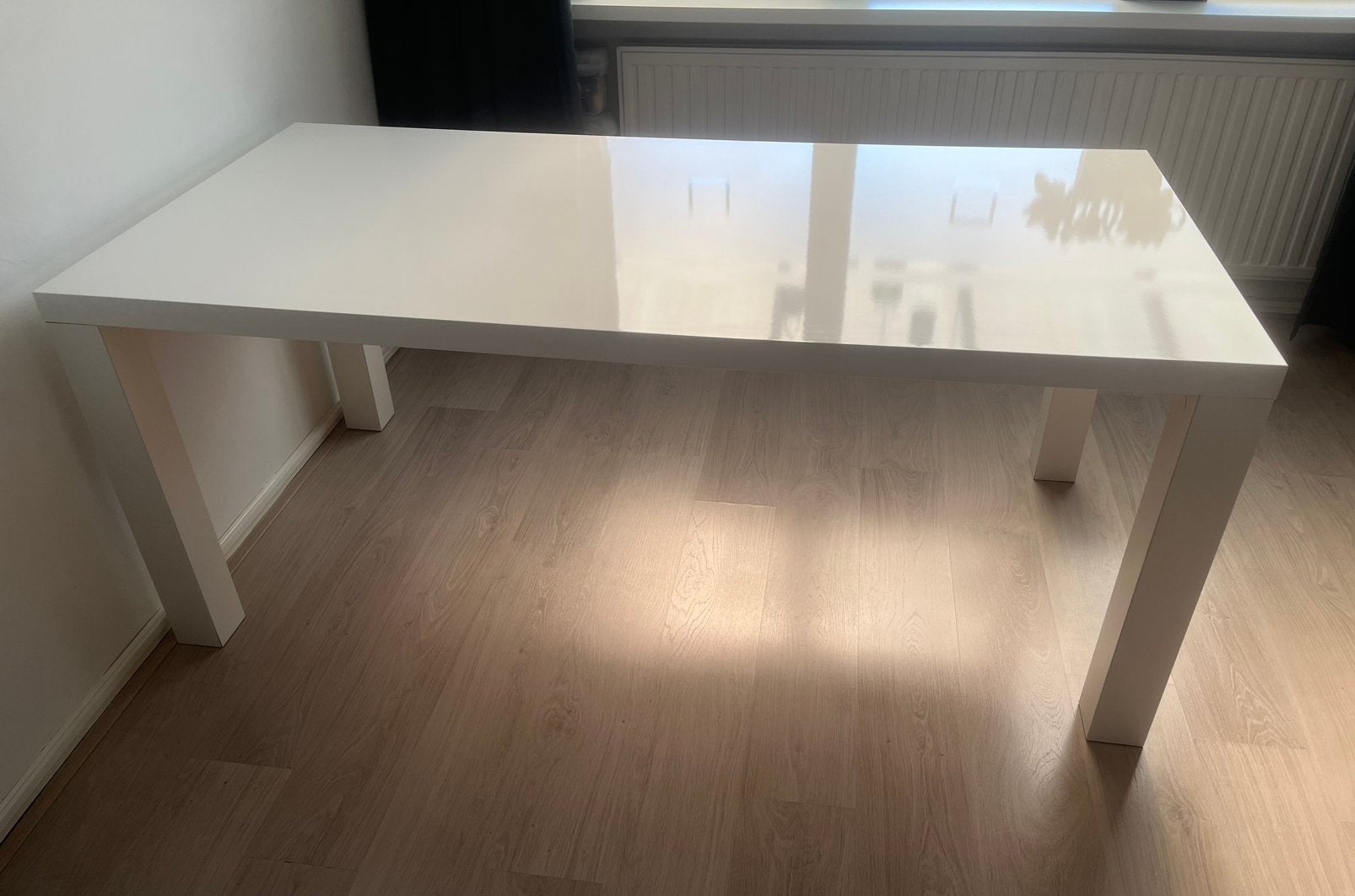 Hoogglans witte eetkamertafel, Ophalen, Gebruikt, Rechthoekig, 50 tot 100 cm