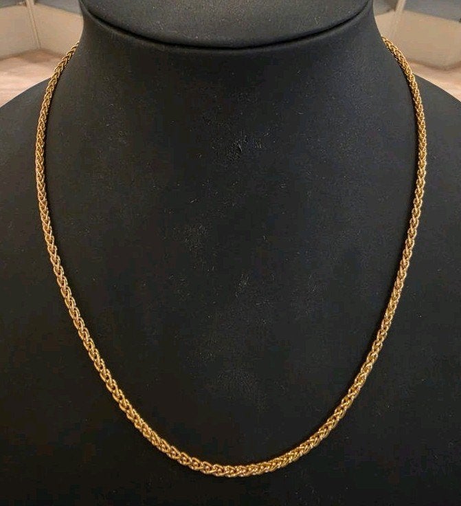 14 karaats gouden Vossenstaart ketting 45 cm geelgoud, Verstelbaar, Ophalen of Verzenden, Zo goed als nieuw, Goud