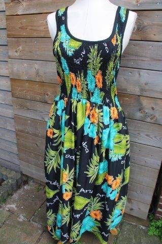 Jurk zwart/ groen/ oranje Rima 1mt (M)  Vaste OPR, Maat 38/40 (M), Zwart, Ophalen of Verzenden, Zo goed als nieuw