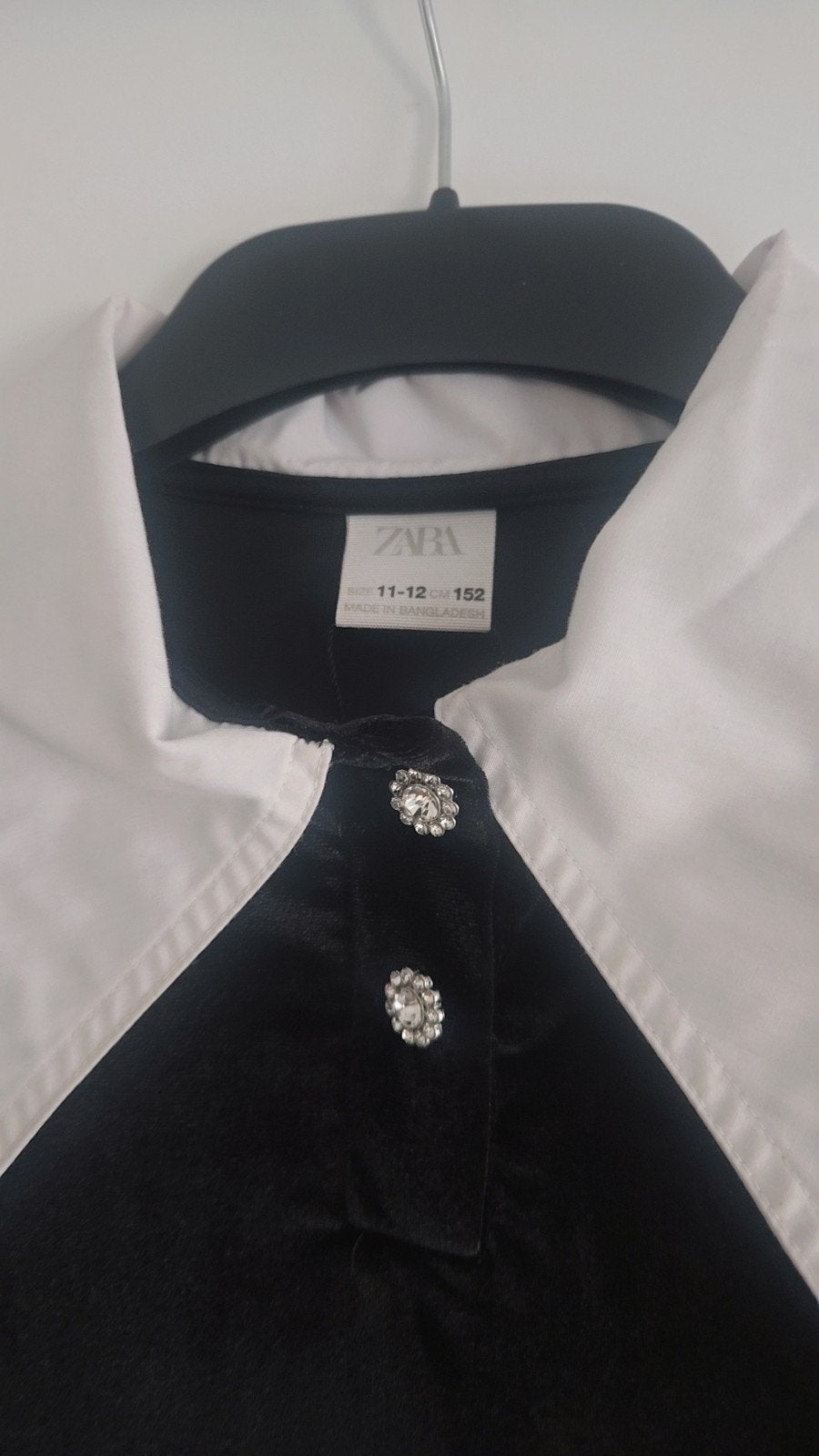 Zara zwart fluwelen jurkje/blouse met witte kraag, Meisje, Ophalen of Verzenden, Zo goed als nieuw, Zara