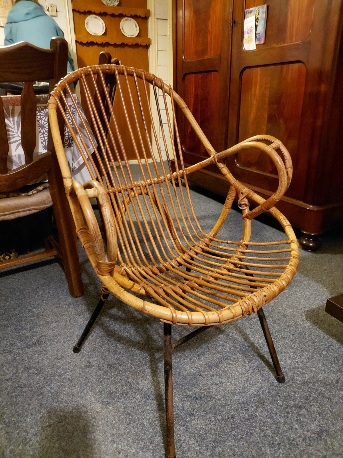 rotan stoel, Huis en Inrichting, Ophalen of Verzenden, Bruin, Eén