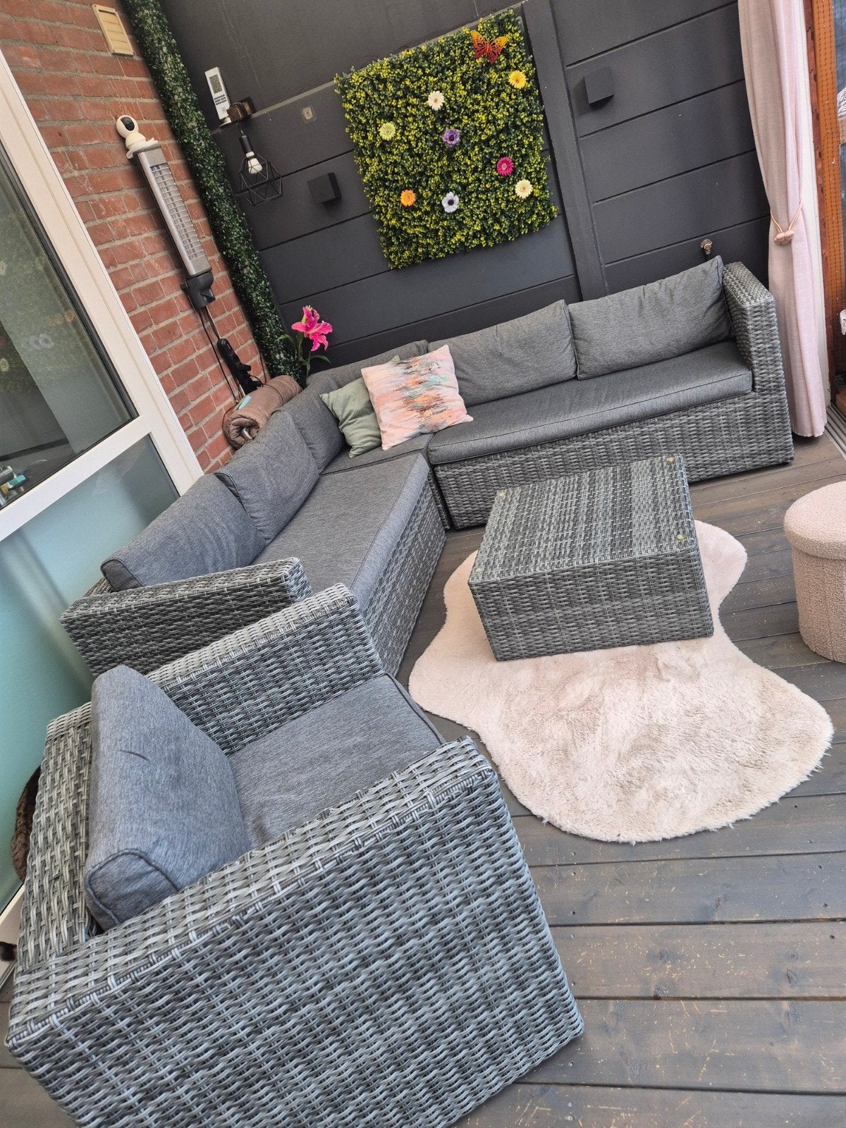 Complete antraciet loungeset, Ophalen, Gebruikt, 6 zitplaatsen, Bank