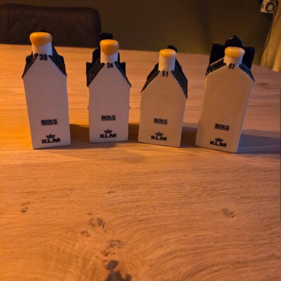 KLM BOLS Delfts Blauw huisjes - Set van 4, Ophalen of Verzenden, Gebruikt