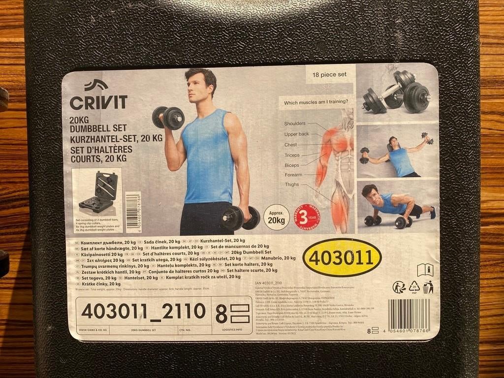 Crivit 20kg Dumbbell set, Sport en Fitness, Fitnessmaterialen, Ophalen, Zo goed als nieuw, Benen, Dumbbell