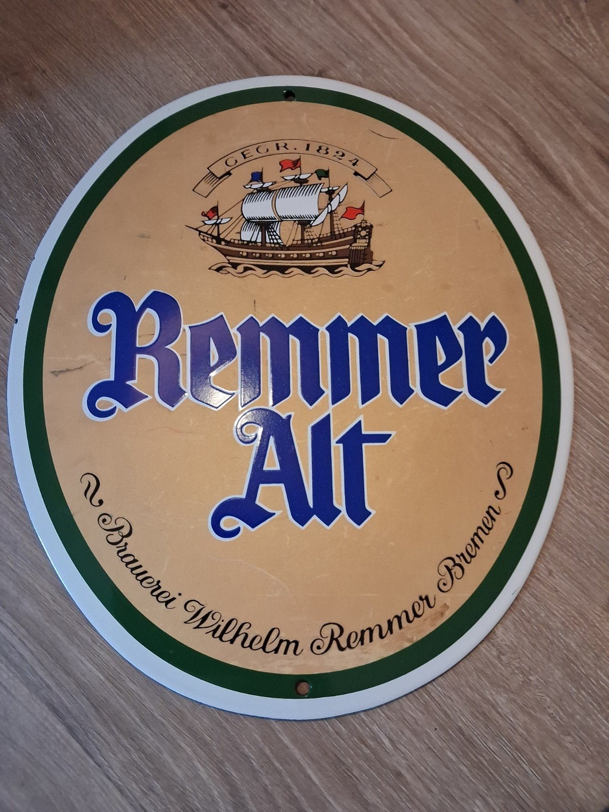 Vintage Remmer Alt Emaille Reclamebord - Brouwerij W. Re, Ophalen