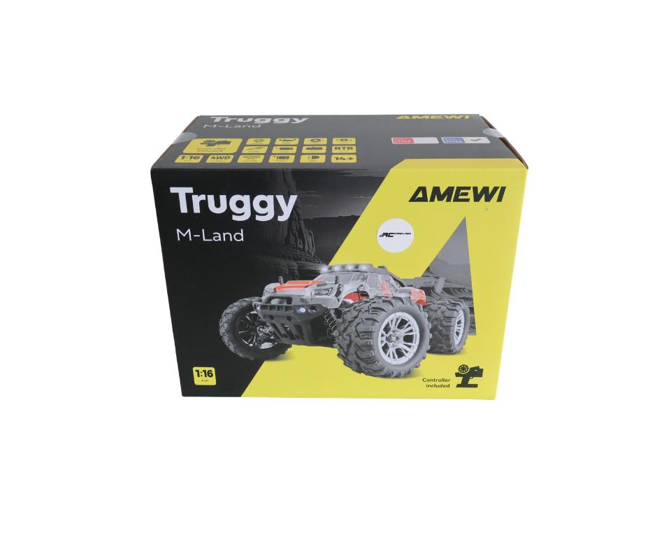 Amewi M-Land Truggy 48km/h 4WD 1/16 RTR blue 22756, Ophalen of Verzenden, Nieuw, Overige schalen, Auto offroad