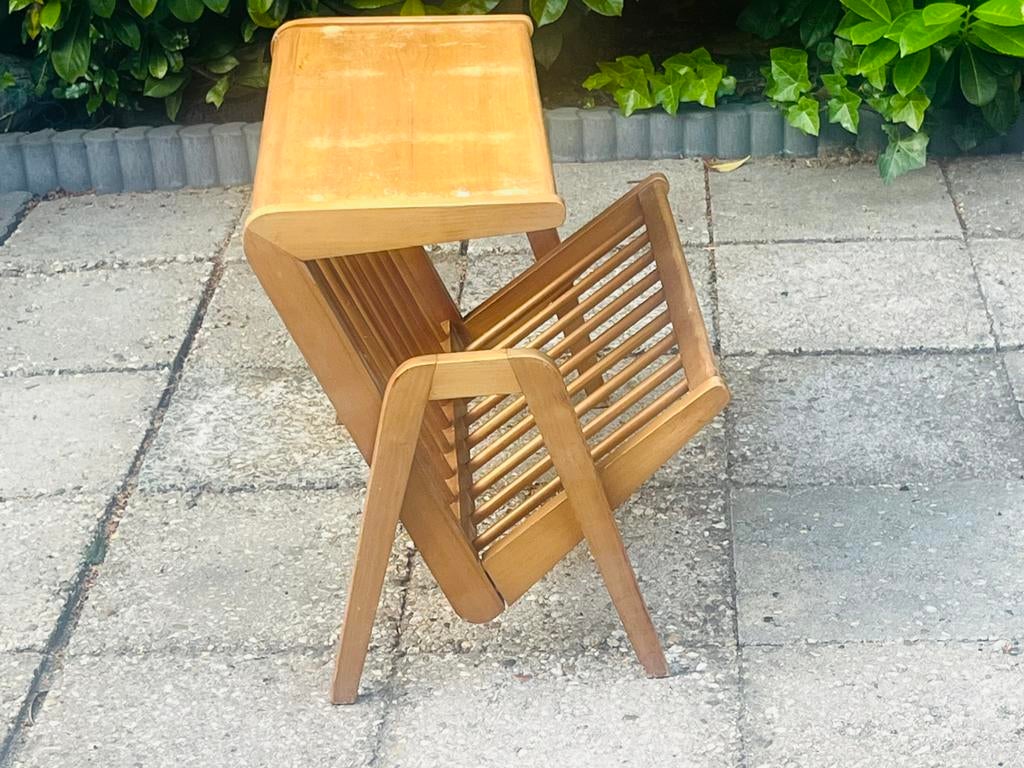 Vintage teakhouten Pastoe lectuurbak / tafeltje jaren ‘50, Ophalen of Verzenden, Gebruikt