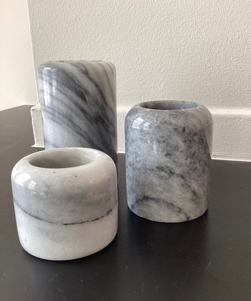 Vintage Marmeren Waxinelichthouder Marmer Kandelaar Eighties, Huis en Inrichting, Woonaccessoires | Kandelaars en Kaarsen, Ophalen