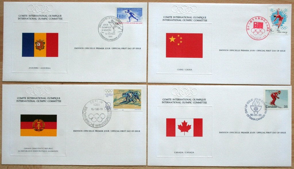 Olympische winterspelen 1980, 8 enveloppen, Ophalen of Verzenden, Envelop