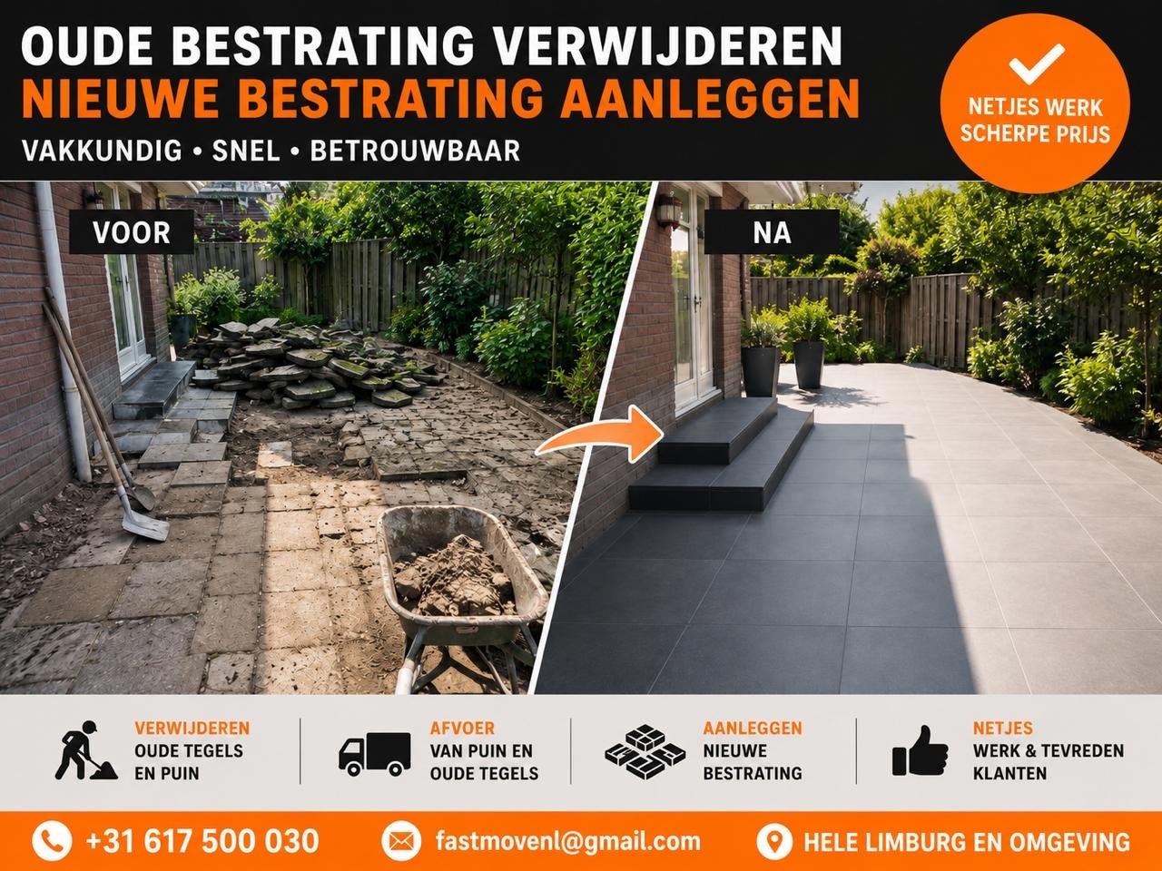 Oude bestrating verwijderen en nieuwe bestrating aanleggen, Garantie, Bestrating