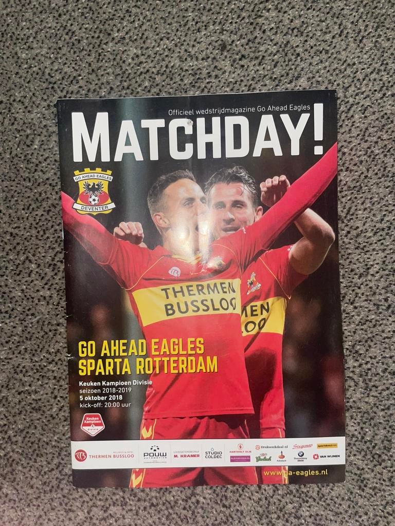 Go Ahead Eagles-Sparta Rotterdam programma boekje, Ophalen of Verzenden, Zo goed als nieuw, Overige binnenlandse clubs, Boek of Tijdschrift
