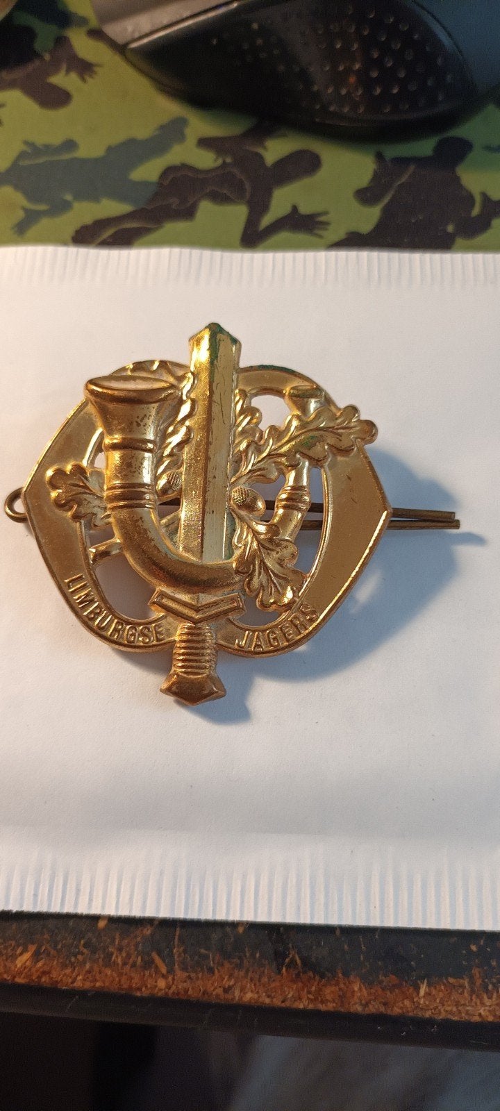 Uniek Limburgse Jagers Embleem - Militair Verzamelobject, Ophalen of Verzenden, Landmacht, Nederland, Embleem of Badge
