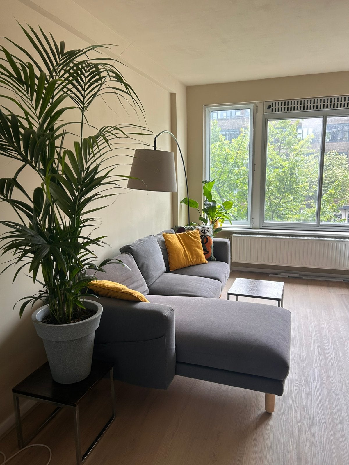 Grijze 3-zitsbank met chaise longue, Ophalen, Gebruikt, Driepersoons, Stof
