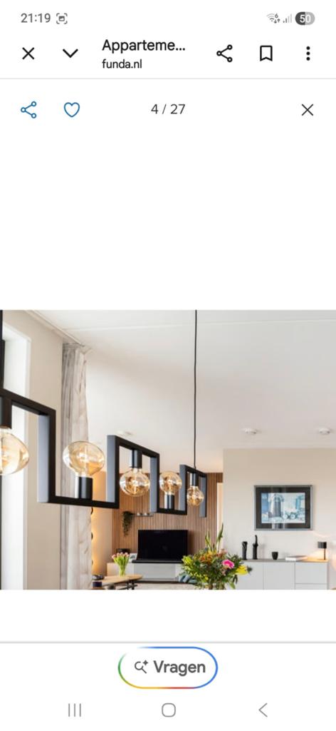Zwarte Rietveld Plafondlamp - 5 Dimbaar Licht - 1 Meter, Huis en Inrichting, Lampen | Plafondlampen, Ophalen of Verzenden, Gebruikt