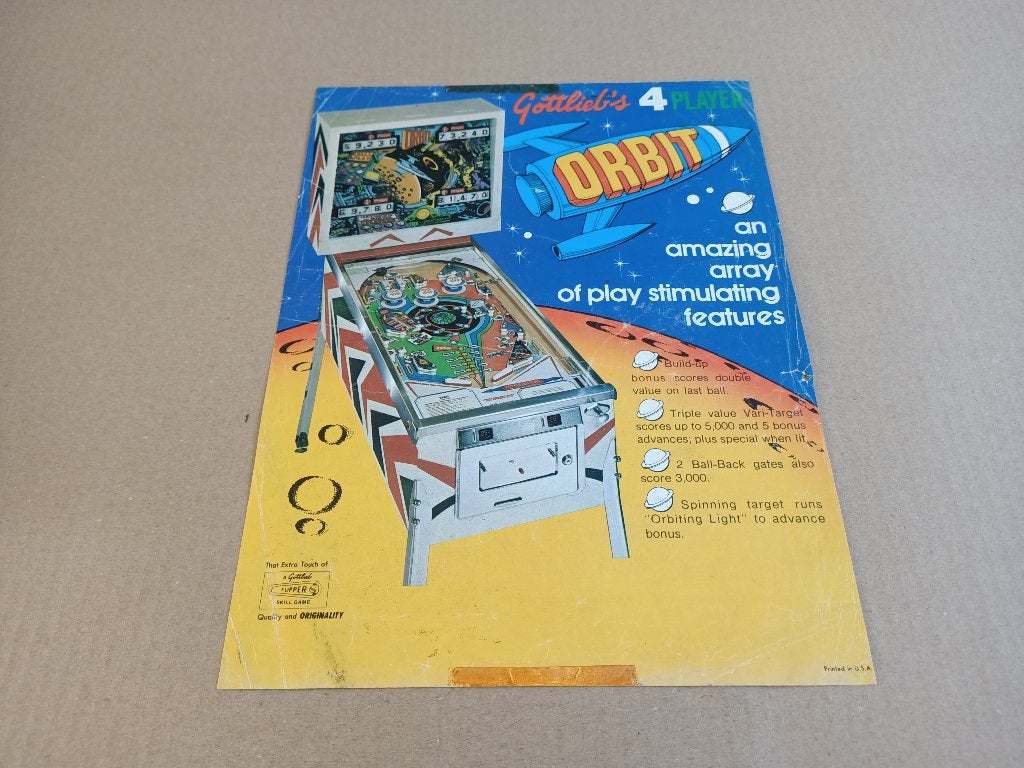 Flyer: Gottlieb Orbit (1971) Flipperkast, Verzenden, Gebruikt, Elektronisch, Flipperkast