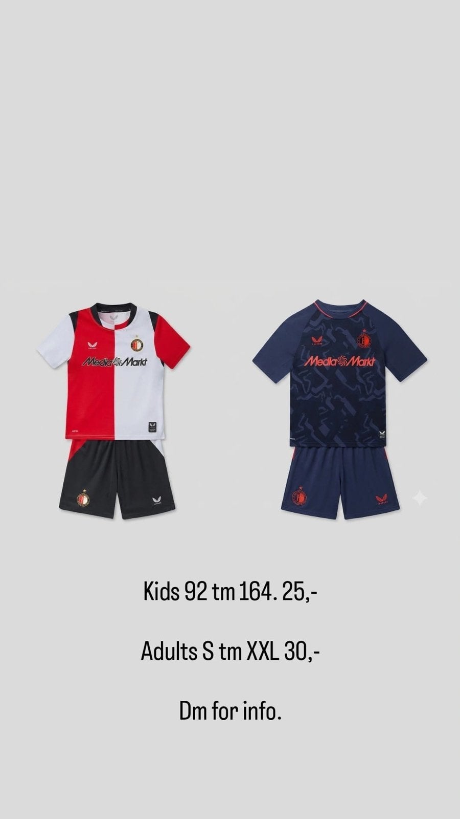 Feyenoord thuis & 3e uit tenue. 92 tm 164 , S tm XXL titel, Maat XS of kleiner, Ophalen, Nieuw, Set