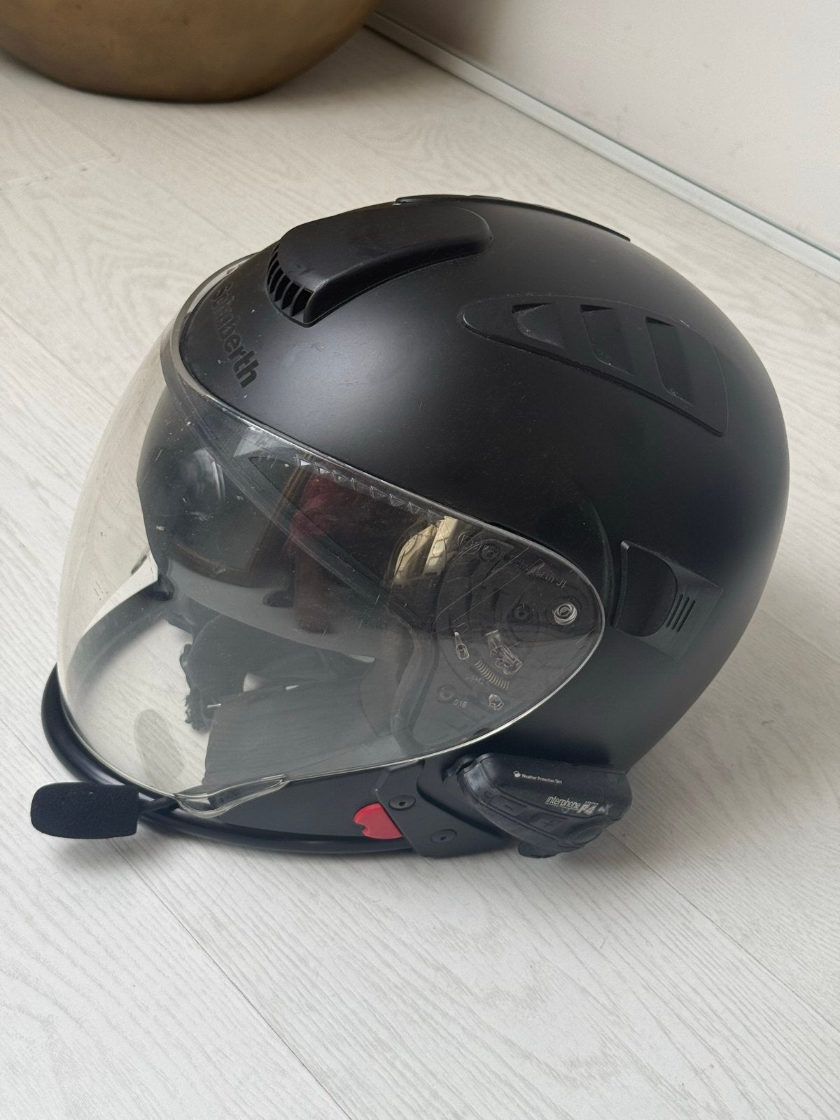 Schuberth Jethelm met Interphone F4 communicatiesysteem, Motoren, Ophalen of Verzenden, Tweedehands, Jethelm, Heren